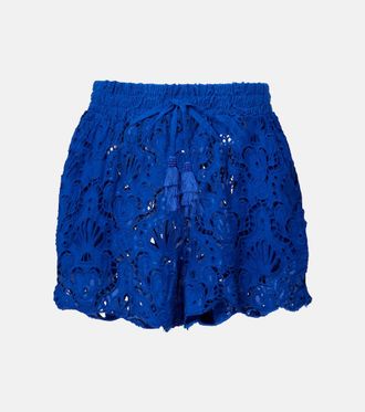 Farm Rio Floral lace cotton shorts