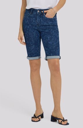 NYDJ Briella Roll Cuff Denim Bermuda Shorts in Garden Paisley Print at Nordstrom, Size 00