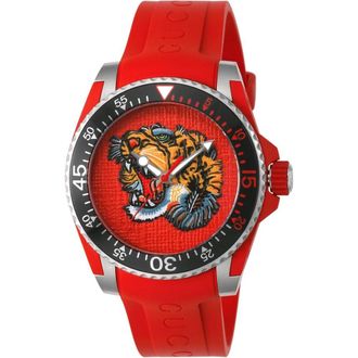 Gucci YA136315 Dive Red Tiger Head Dial Mens Watch - One Size