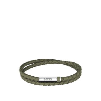 BOSS Double-braided green cuff with logo closure