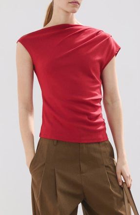 Mango Asymmetric One-Shoulder Top in Red at Nordstrom, Size X-Small