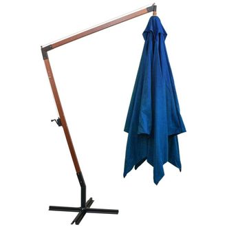 Berkfield Home Hanging Parasol with Pole Azure Blue 3x3 m Solid Fir Wood