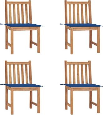 vidaXL Sillas De Jard&iacute;n 4 Unidades Madera Maciza De Teca Con Cojines Vidaxl
