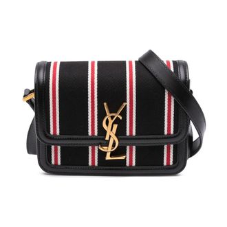 Saint Laurent Pre-owned Cross Body Bags, female, Black, Size: ONE SIZE Pre-owned Niki Mini Bag Striped Canvas