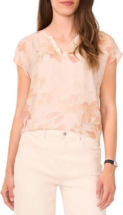 Halogen Floral Popover Top in Silver Pink at Nordstrom Rack, Size Large