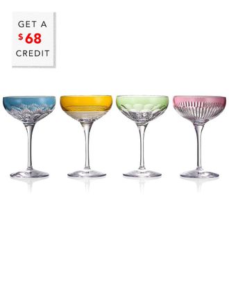 Waterford Set Of 4 Mixology Color Large Coupes With $68 Credit