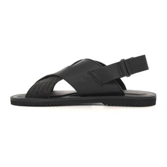 Emporio Armani Sandalen met gekruiste bandjes - Heren - Sandalen - Zwart - 45 EU - Katoen - Schoenen