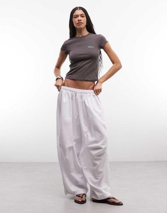 Collusion Joggers extra larghi in nylon bianchi-Bianco