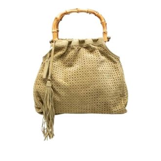 Miu Miu Pre-owned Handbags, female, Beige, Size: ONE SIZE Pre-owned Laser Cut Suede Handbag