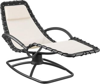 TecTake Tumbona de jardín ergonómica con función oscilante, 120 kg, beige