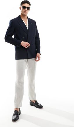 Tommy Hilfiger Mens x Shawn Mendes flag logo double breasted blazer in navy - Size 48 (Chest)