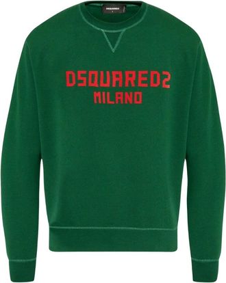 Dsquared2 Mens Milano Logo Cool Fit Green Sweatshirt Cotton - Size X-Large