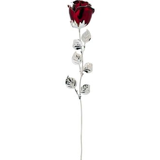 OEM Gran Grabado De Flor Eterna De Rosa Burdeos Ba&ntilde;ada En Plata Tama&ntilde;o: 33cm Sku: Bg2058s