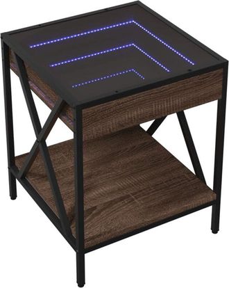 vidaXL Vidaxl - Mesa de centro con Infinity led marrón roble 40x40x49 cm