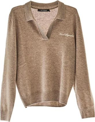 Karl Lagerfeld Hotel Karl Kashmere Sweater - Dames - Cashmere truien - Beige - L - Kasjmier - Truien & Vesten
