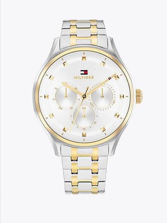 Tommy Hilfiger Reloj de brazalete chapado en oro bitonal