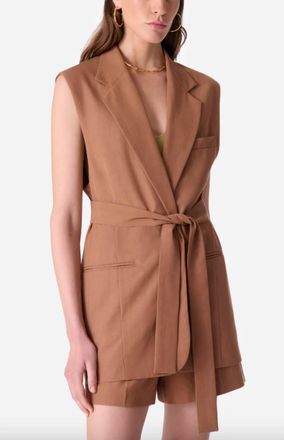 Vanessa Bruno Christen Sleeveless Jacket In Caramel