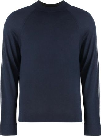 Malo Luxe Cashmere Sweater met Ribgebreide Randen - Heren - Cashmere truien - Blauw - L - Kasjmier - Truien & Vesten
