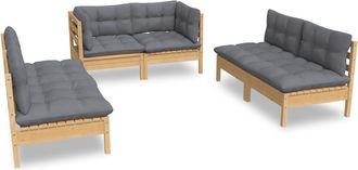 vidaXL Juego De Muebles De Jard&iacute;n 6 Pzas Y Cojines Madera Maciza Pino Vidaxl