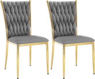 Woltu Woltu Juego De 2 Sillas De Comedor De Dise&ntilde;o Moderno En Terciopelo Gris Oscuro