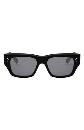 Celine Bold 3 Dots 53mm Geometric Sunglasses in Shiny Black /Smoke Polarized at Nordstrom