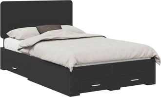 vidaXL Bed Frame with Headboard Black 120 x 190 cm Engineered Wood vidaXL