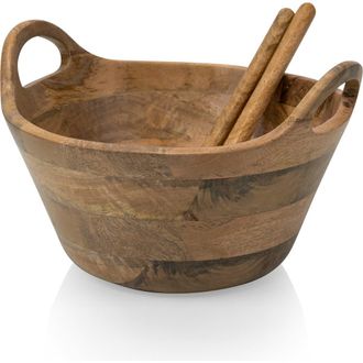 Picnic Time Ciotola Wood Salad Bowl & Servers in Brown at Nordstrom Rack