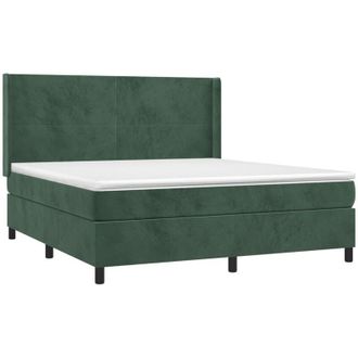 vidaXL Vidaxl - Cama Box Spring Con Colch&oacute;n Terciopelo Verde Oscuro 160x200 Cm