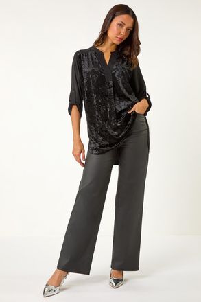 Roman Velvet Front V-Neck Shirt