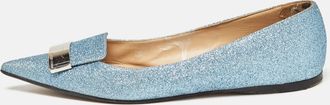 Sergio Rossi Light Blue Glitter Ballet Flats