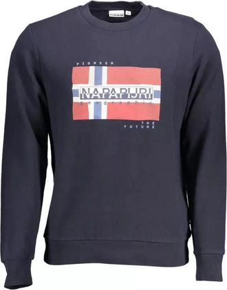 Napapijri Blauw Katoenen Sweatshirt met Ronde Hals - Heren - Sweatshirts - Blauw - 2XL - Katoen - Hoodies & sweatvesten