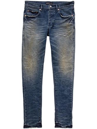 Purple distressed skinny-cut jeans - men - Cotton/Lycra - 29 - Blue