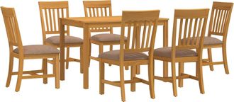 vidaXL Conjunto De Comedor 7 Uds. Gris Madera De Roble S&oacute;lido Vidaxl
