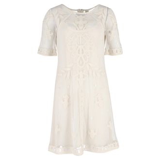 Temperley London Pre-owned Womens Mesh Knee Length Dress in White - Ecru - Size X-Large