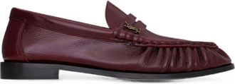 Saint Laurent Maroon Cassandre Logo Loafers