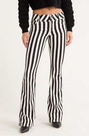 Alice & Olivia Stacey Low Rise Bell Bottom Jeans in Positano Stripe Black at Nordstrom Rack, Size 29