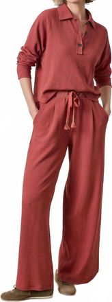 Lilla P Full Length Pleated Pants In Henna