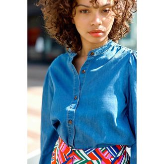 La petite &eacute;toile Blouse in denim met lange mouwen BILLIE