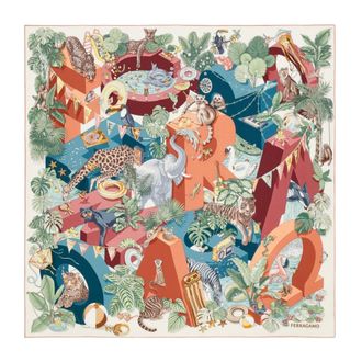 Ferragamo Jungle Party Silk Scarf - female - Ferragamo - Silk Scarves - Multicolor - ONE SIZE - Accessories