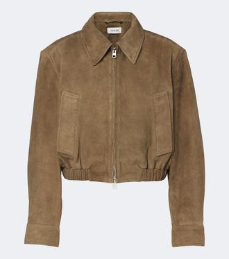 A Gold E Giacca cropped Nahla in suede