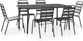 vidaXL 7 Piece Outdoor Dining Set Steel Dark Gray, 44263