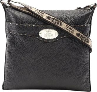 Fendi Pre-owned Selleria Leren Schoudertas - Dames - Vintage Schoudertas - Zwart - ONE Size - Leer - Vintage