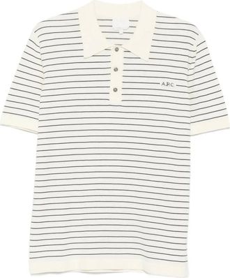 A.P.C. A.p.c., Tops, Heren, Wit, XL, Gestreepte Polo Shirt
