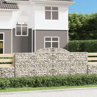 Berkfield Home Arched Gabion Baskets 12 pcs 300x50x120/140 cm Galvanised Iron in Silver
