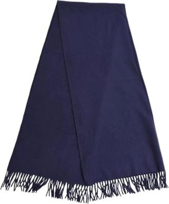 Acne Studios Pre-owned Fringed Scarf in Navy Blue Wool - Dames - Vintage Accessoires - Blauw - ONE Size - Wol - Vintage