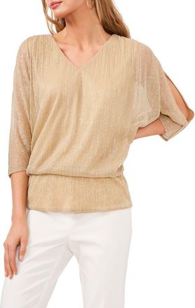 Chaus Metallic Cold Shoulder Top in Light Brown at Nordstrom, Size Medium