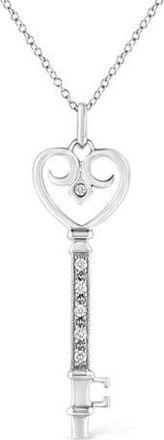 House of Brilliance Silver Pave and Bezel-Set Diamond Accent Key Heart and Lock Pendant Necklace in White at Nordstrom