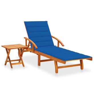 vidaXL Tumbona De Jard&iacute;n Con Mesa Y Coj&iacute;n Madera Maciza De Acacia Vidaxl