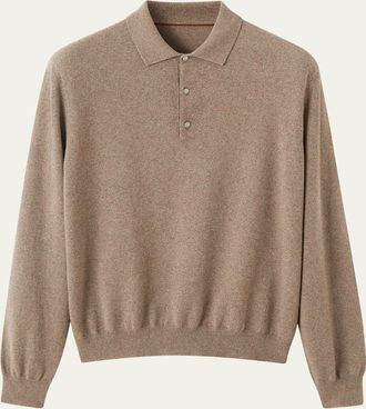 Loro Piana Mens Baby Cashmere Metal-Button Polo Sweater