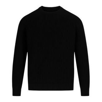 MC2 Saint Barth Round-neck Knitwear, male, Black, Size: 2XL Crewneck Ribbed Knit